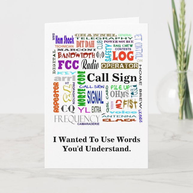 Tarjeta ¡Ham Radio Word Collage Card Personalizar! (Anverso)