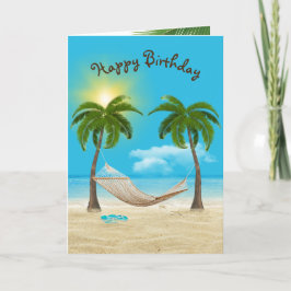Tarjeta Hamaca de cumpleaños en la playa