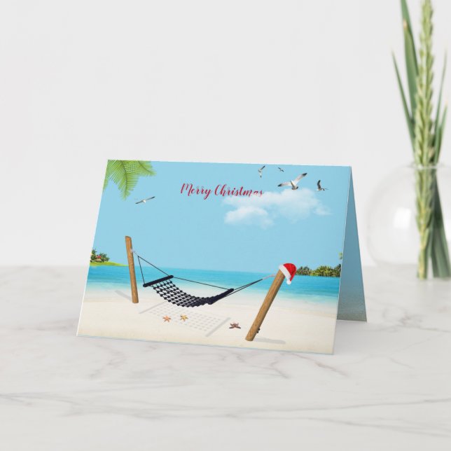Tarjeta Hamaca de Navidad Tropical (Anverso)