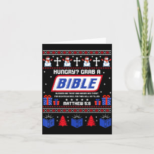 Tarjeta Hambriento_ Agarra Una Biblia Mateo 5_6 Navidad Cr