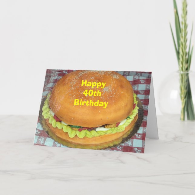 TARJETA HAMBURGER CAKE PARA TU CUARENTA CUARENTA (Anverso)