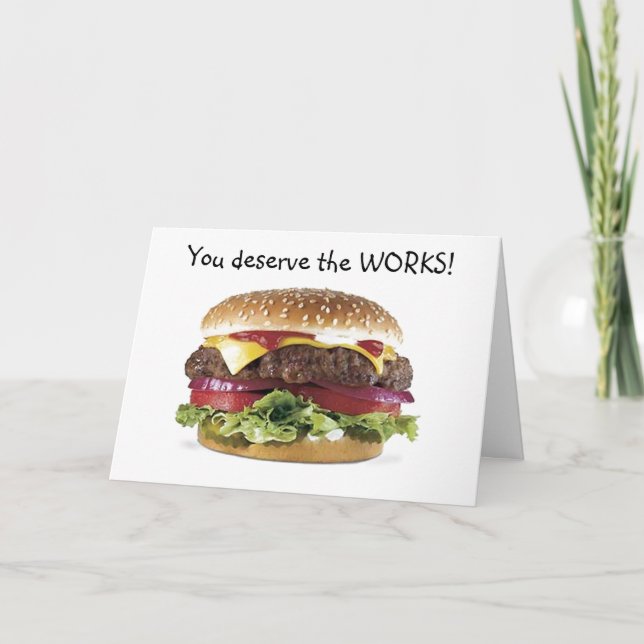 TARJETA HAMBURGER DICE=MERECES EL CUMPLEAÑOS DE TRABAJO (Anverso)