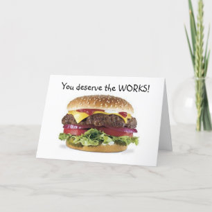 TARJETA HAMBURGER DICE=TE MERECE EL CUMPLEAÑOS DE TRABAJO