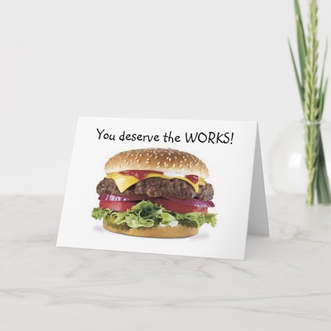 TARJETA HAMBURGER DICE=TE MERECE EL CUMPLEAÑOS DE TRABAJO (Anverso)