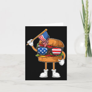 Tarjeta Hamburguesa divertida bandera americana Día de la 