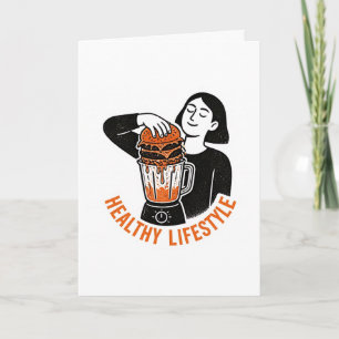 Tarjeta Hamburguesa divertida de estilo de vida saludable