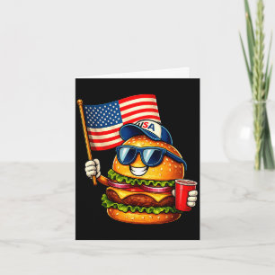 Tarjeta Hamburguesa divertida del 4 de julio patriótica ba