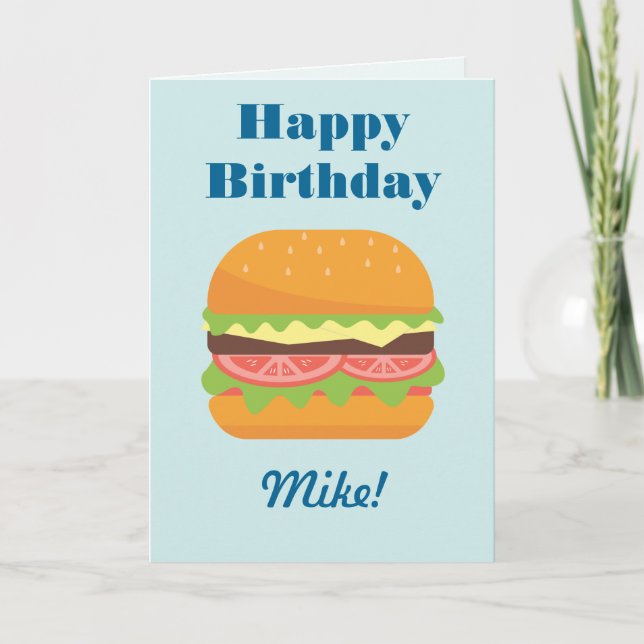 Tarjeta Hamburguesa Ilustracion Feliz cumpleaños (Anverso)