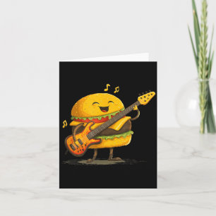 Tarjeta Hamburguesa sonriente con guitarra para roquero de