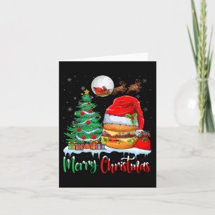 Tarjeta Hamburguesa usando Navidad de Santa Hat - Feliz Na