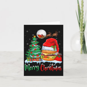 Tarjeta Hamburguesa usando Navidad de Santa Hat - Feliz Na