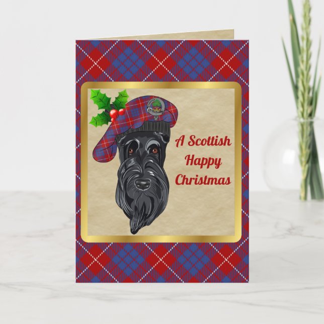 Tarjeta Hamilton Badge & Tartan Personalizado Xmas (Anverso)