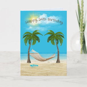 Tarjeta Hammock en la playa Cumpleaños 24