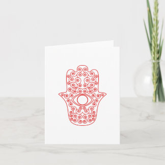 Tarjeta Hamsa-Mano roja del esquema de la Miriam-Mano de