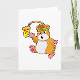 Tarjeta Hámster al comer con pizza