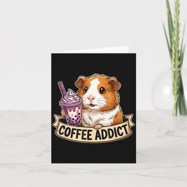 Tarjeta Hamster Coffee Addict Cute Rodent Boba Tea Gift  (Anverso)
