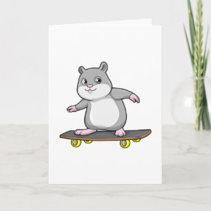 Tarjeta Hámster como patinador con monopatín