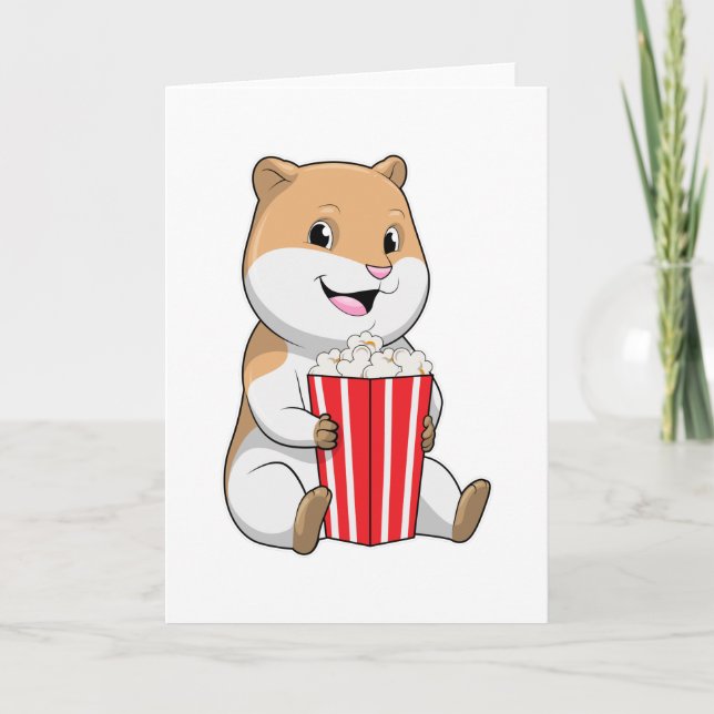 Tarjeta Hámster con cono de palomitas de maíz (Anverso)