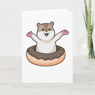 Tarjeta Hamster con donut de chocolate