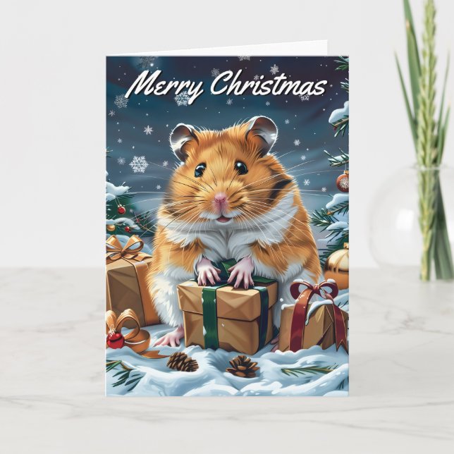 Tarjeta Hamster con regalos Navidades Navidades (Anverso)