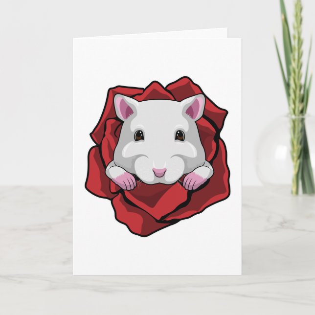 Tarjeta Hámster con Rosa (Anverso)