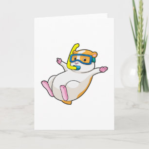 Tarjeta Hámster en buceo con gafas de natación
