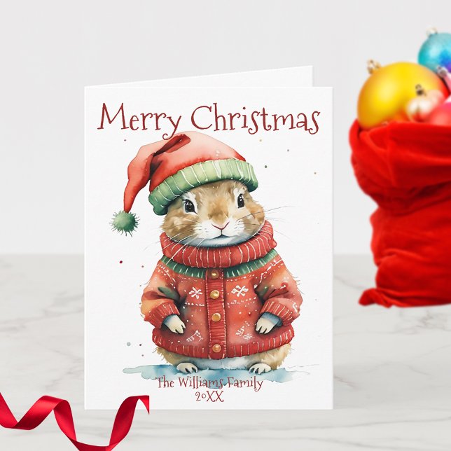 Tarjeta Hámster festivo en Navidades de Santa Hat (Subido por el creador)