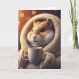 Tarjeta Hamster Funny Adorable Sostiene Café Mug