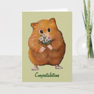 Tarjeta Hamster Holding Daisies: Enhorabuena general