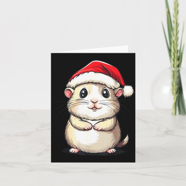 Tarjeta Hamster Santa Hat Pet Lover Boys Girls Kids Christ (Anverso)