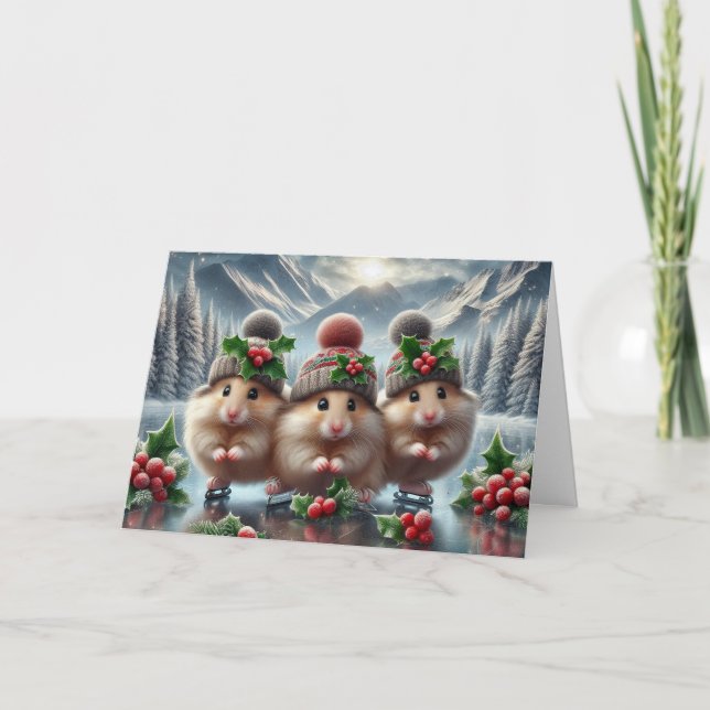 Tarjeta Hamsters Feliz Navidad (personalizable) (Anverso)
