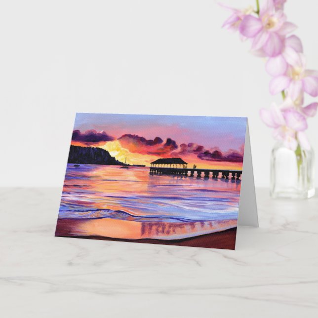 Tarjeta Hanalei Pier Sunset Card (Orquídea)
