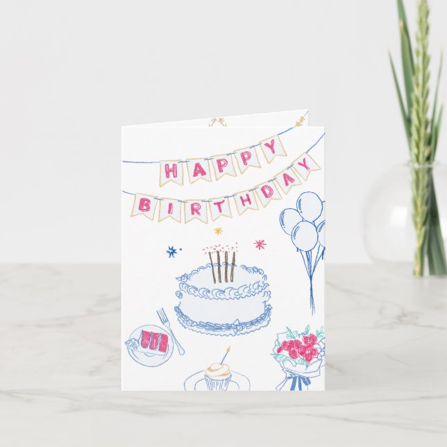 Tarjeta Hand draw Happy Birday (Anverso)