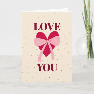 Tarjeta hand drawn heart with bow love you Valentine's Day