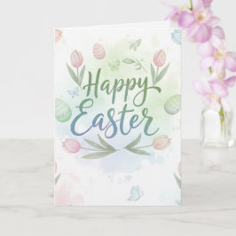 Tarjeta Hand-Lettered Happy Easter Watercolor Greeting 
