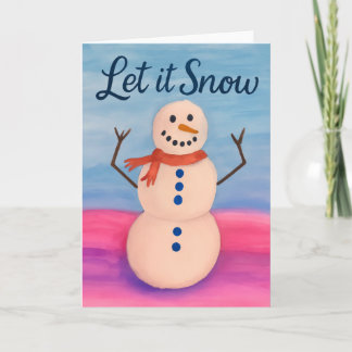 Tarjeta Hand-Painted Snowman Holiday Greeting