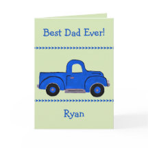 Handpainted Vintage Blue Truck NAME Dad Birthday