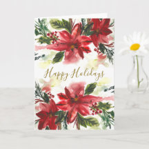 Handpainted Watercolour Poinsettas