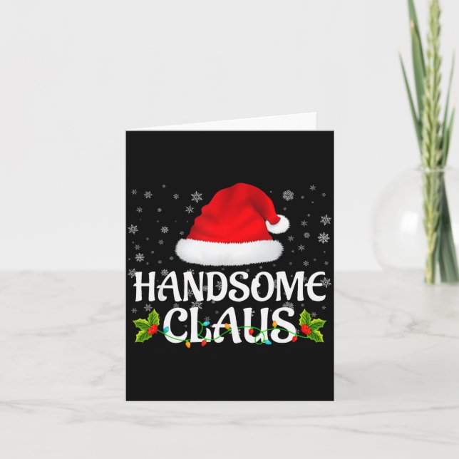 Tarjeta Handsome Claus Christmas Lights Santa Pajama Famil (Anverso)