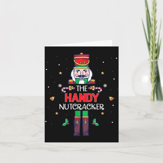 Tarjeta Handy Nutcracker Funny Christmas Family Matching O (Anverso)