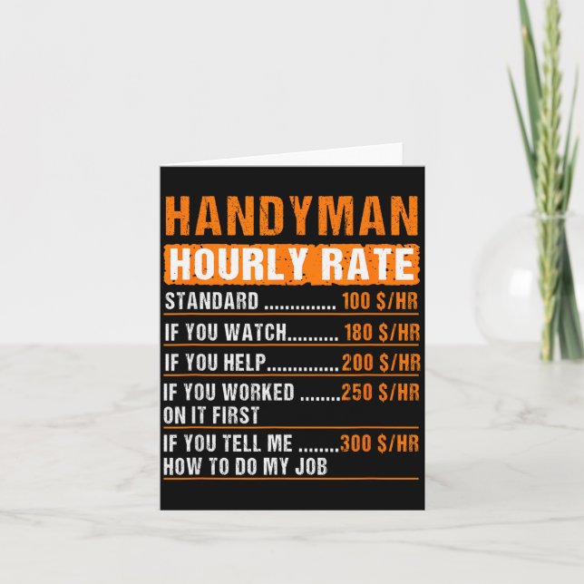 Tarjeta Handyman Funny Hourly Rate Meme - Daddy Grandpa  (Anverso)