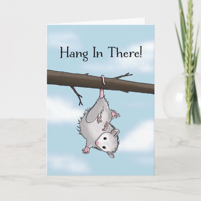 Tarjeta Hang In There Cute Opossum Encouragement (Anverso)