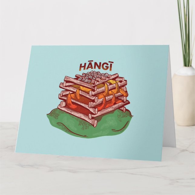 Tarjeta Hangi Maori Cocinar Comida Kai (Anverso)