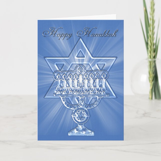 tarjeta hannukah con estrella y velas (Anverso)