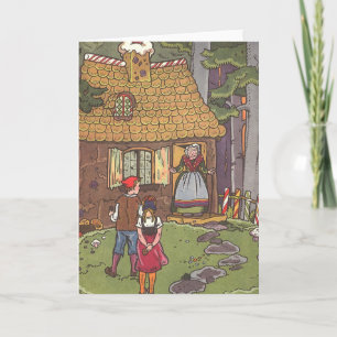 Tarjeta Hansel y Gretel, cuento de hadas de vintage por Ha