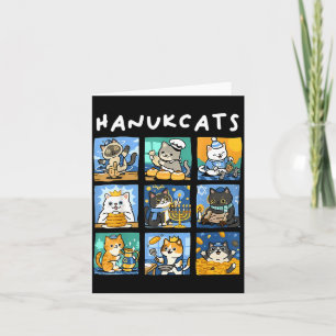 Tarjeta Hanukcats Menorá de Gatos de Janucá Gif Judío de C