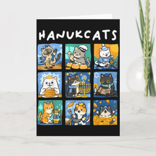 Tarjeta Hanukcats Menorá de Gatos de Janucá Gif Judío de J