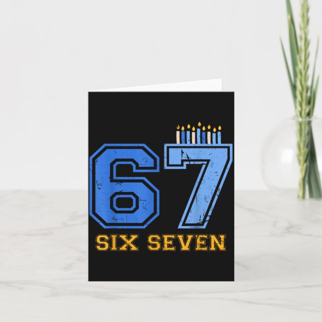 Tarjeta Hanukkah 67 Six Seven Boy Girl Kids 67 Meme Hanukk (Anverso)