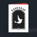 Tarjeta Hanukkah Blessings<br><div class="desc">Una paloma blanca en un fondo nevado/estrellado está volando con los deseos de "Hanukkah Blessings". Tarjeta interior bordeada y coordinada para el placer de escribir. ~ karyn</div>