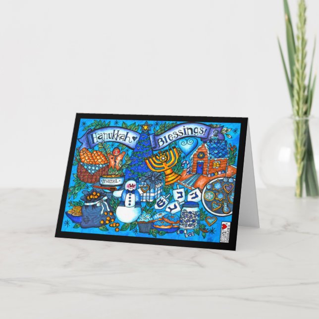Tarjeta Hanukkah Blessings 7x5 Card (Anverso)